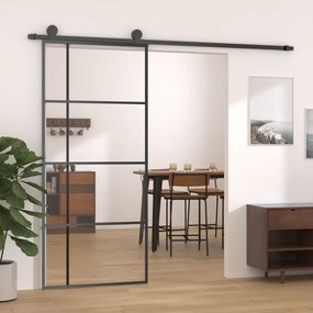 Porta Scorrevole İn Vetro Esg E Alluminio 90x205 Cm Nera /