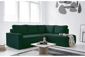 Divano letto angolare in velluto a coste verde scuro Brave Dave - Miuform