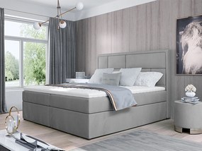 Letto matrimoniale boxspring Cardiff - 160 x 200 cm , Tessuto grigio chiaro grezzo