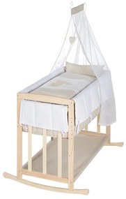 Culla in colore naturale con spazio per riporre oggetti e baldacchino 90x45 cm Liebhabär - Roba