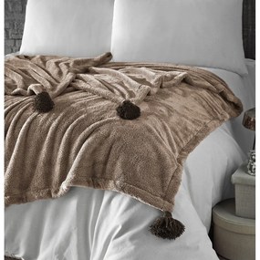 Copriletto marrone in micropush per letto matrimoniale 200x220 cm Pufffy - Mijolnir