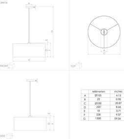 Eglo 39974 - Lampadario a sospensione con filo CASUARITA 1xE27/40W/230V diametro 53 cm blu/oro