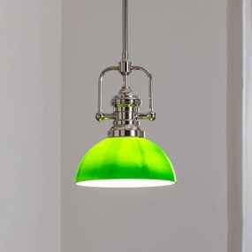 Jupiter Lampada a sospensione Platino, argento/verde, vetro, a 1 luce, E27