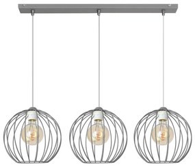 Lampadario su corda  MERCURE 3xE27/15W/230V grigio