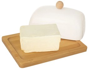 Burriera in porcellana bianca con vassoio in bambù Whiteline - Orion