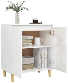 Credenza gambe massello bianco lucido 60x35x70cm multistrato