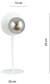 Lampada Da Tavolo Contemporanea Ippolita 1 Luce In Acciaio Bianco E Vetro Fumè