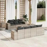 Set Divano da Giardino 8pz con Cuscini Grigio Chiaro Polyrattan 3254669