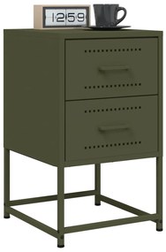 Comodini 2 Pz Verde Oliva 36x39x60,5 Cm İn Acciaio /