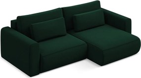 Divano angolare verde allungabile/con contenitore (con penisola a destra/con chaise lounge) con rivestimento in velluto Kapua – Makamii