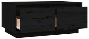 Tavolino da Salotto Nero 80x50x35 cm Legno Massello di Pino