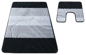 Set di tappetini da bagno neri in due pezzi 50 cm x 80 cm + 40 cm x 50 cm
