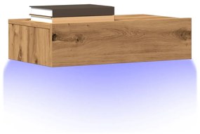 Mobile Porta Tv Con Luci Led Rovere Artigianale 60x35x15,5 Cm /