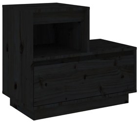 Comodini Neri 2 pz 60x34x51 cm in Legno Massello di Pino