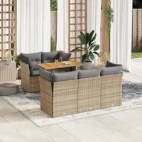 Set Divano da Giardino 6 pz con Cuscini Beige in Polyrattan 3326887