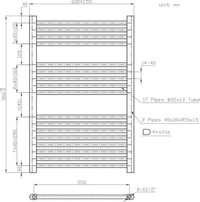 Novaservis - Scaldasalviette a scala per bagno 478W/230V 90x60 cm bianco dritto