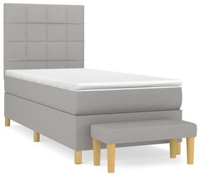 Giroletto a molle con materasso grigio chiaro100x200 cm tessuto