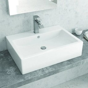 Kamalu - Lavabo da appoggio 61cm rettangolare in ceramica bianca | Litos-260