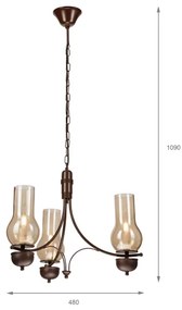 Brilagi - LED Lampadario a sospensione con catena COTTAGE 3xE14/40W/230V quercia/marrone