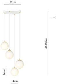 Lampadario a Sospensione in Acciaio e Vetro ROYAL 4 Bianco o Nero 4xE14