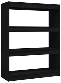 Libreria/divisorio nero 100x30x103 cm in legno massello di pino