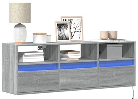 Mobile Tv A Parete Con Luci Led Grigio Sonoma 130x31x45 Cm /