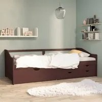 Divano Letto 3 Posti e Cassetti Marrone Scuro in Pino 90x200cm cod mxl 60528