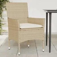 Sedie da Giardino con Cuscini 2 pz Beige in Polyrattan 368113