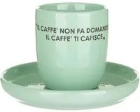 Tazzina caffè con piattino salvia con scritta 135 ml