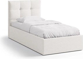 Letto singolo imbottito color crema con contenitore con rete inclusa 90x200 cm Phaedra – Micadoni