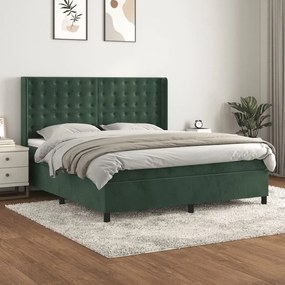 Giroletto A Molle Con Materasso Verde Scuro 160x200 Cm Velluto /