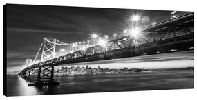Stampa su tela Zoom bay bridge b&w, multicolore 140 x 70 cm