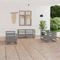 Set Divani da Giardino 6 pz Grigio in Legno Massello di Pino cod mxl 35774