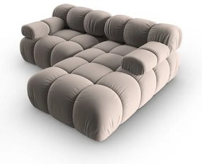 Divano angolare componibile in marrone chiaro (con penisola a destra) con rivestimento in velluto Bellis – Micadoni