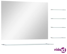 vidaXL Specchio da Parete con 5 Mensole Argento 80x60 cm