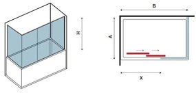 Kamalu - box vasca 2 lati 170x90cm modello p2000s