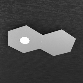 Plafoniera Industrial-Minimal 2 Moduli Hexagon Metallo Grigio 1 Luce Led 12W