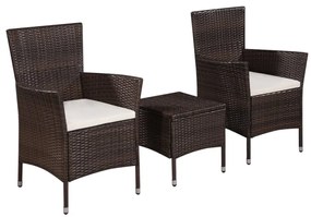 Set Da Bistro 3 Pz İn Polyrattan Marrone /