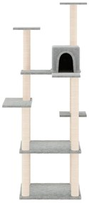 Albero per gatti con tiragraffi in sisal grigio chiaro 153 cm