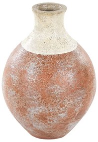Terracotta Vaso decorativo 37 Marrone Bianco BURSA Beliani
