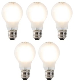 Set di 5 lampadine LED a filamento E27 A60 vetro satinato 4W 450lm 2700K