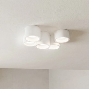Plafoniera Rotonda 5xGX53 a Cilindri in Gesso Pitturabile - serie VOLUMI