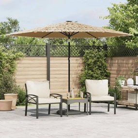 Ombrellone Giardino Led E Palo İn Acciaio Marrone 288x288x225cm /