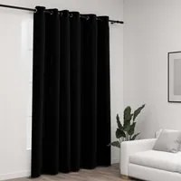 Tenda Oscurante Effetto Lino con Occhielli 290x245 cm Nera 321155