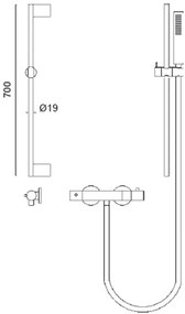 New Line Colonna Doccia 70 Cm Con Miscelatore Termostatico E Doccetta Stick Con Flessibile 150 Cm Cromo