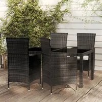 Set Mobili da Giardino 5 pz con Cuscini in Polyrattan Nero 3094843