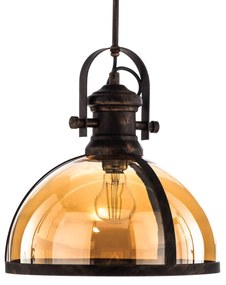 Avonni Lampada a sospensione AV-5063-1BSY paralume in vetro, rame/nero