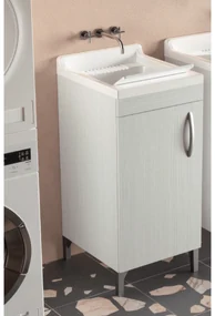 Lavatoio a Terra 45x50 Un'Anta Con Vasca Sifone e Tavoletta In Plastica Esseci Arredo Bagno "Lavatoi"