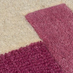 Tappeto in lana giallo e rosa tessuto a mano 120x170 cm Kai Wool Border - Flair Rugs