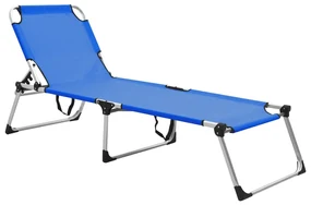 Lettino Prendisole Senior Pieghevole Extra Alto Alluminio Blu /